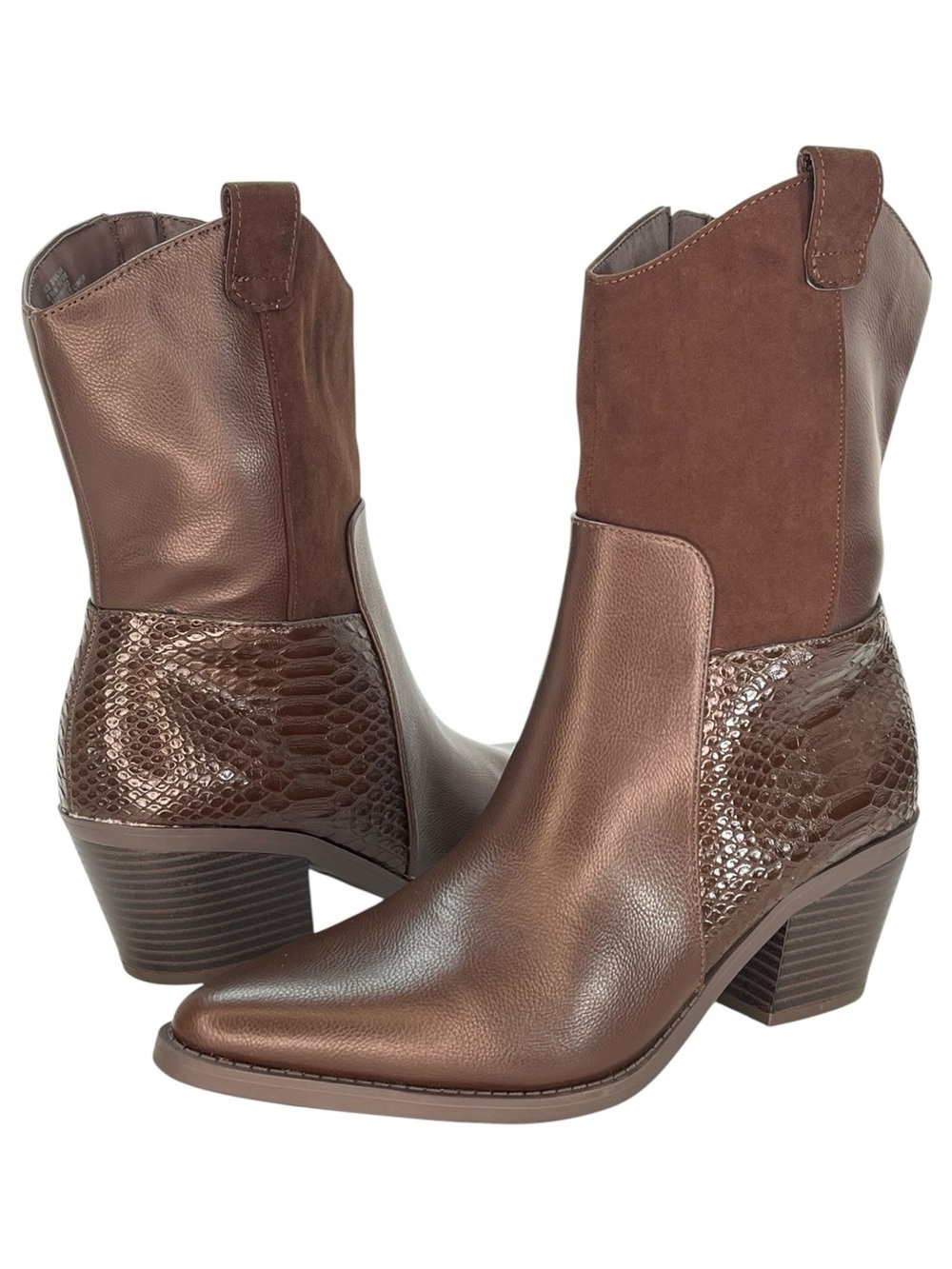 Sun + Stone Biancaa Brown Faux Leather Womens Ankle Boots Size 8.5M - Picture 10 of 12
